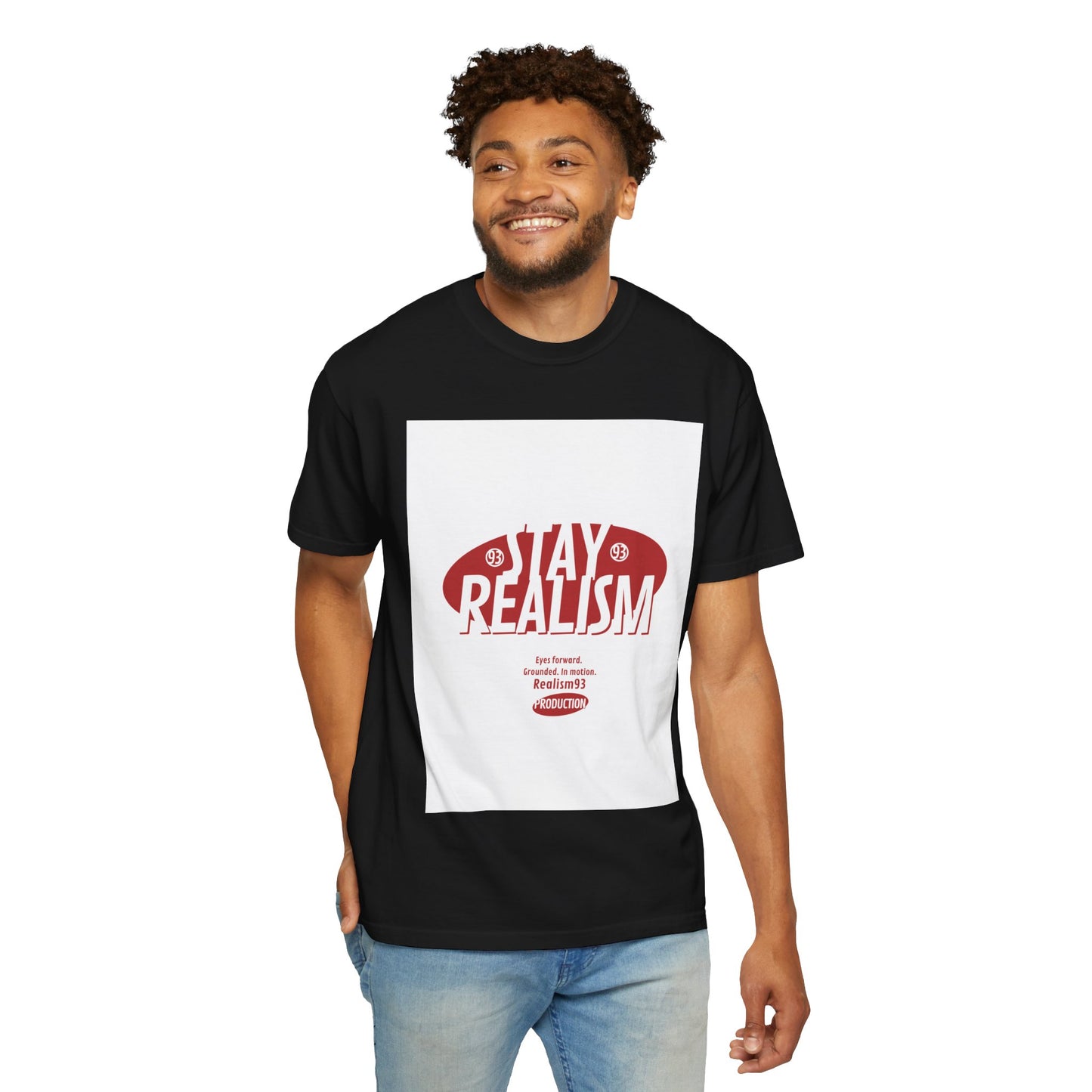 Stay Realism Graphic T-Shirt — Retro Bold Typography Tee
