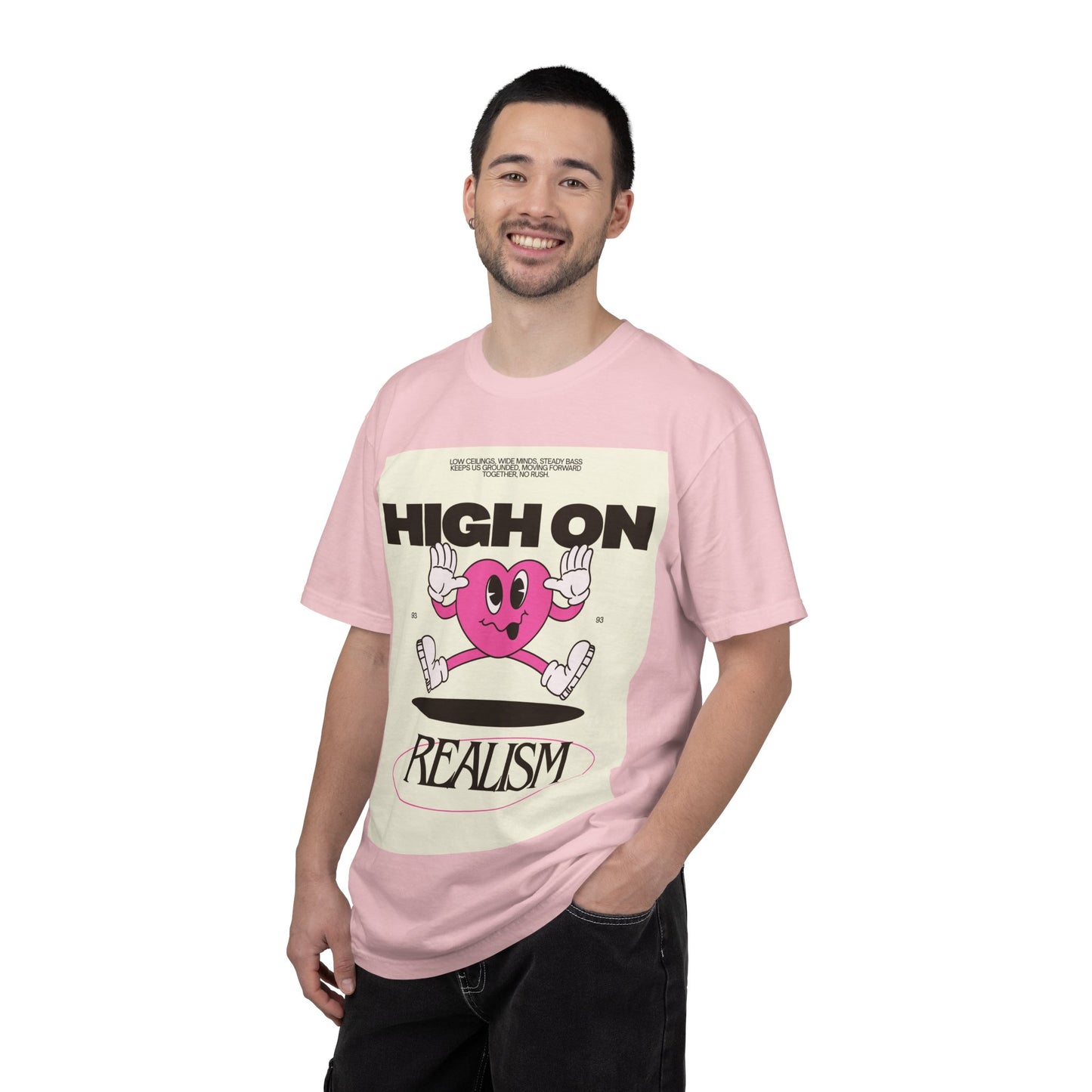High On Realism Graphic T-Shirt — Retro Heart Skateboard Design