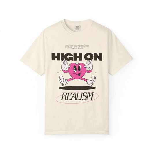 High On Realism Graphic T-Shirt — Retro Heart Skateboard Design