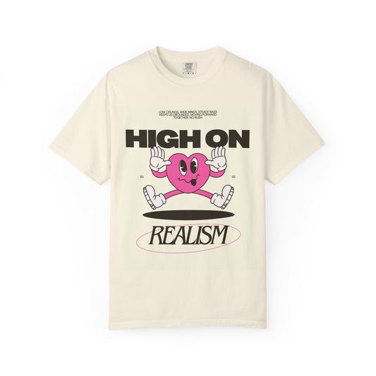 High On Realism Graphic T-Shirt — Retro Heart Skateboard Design