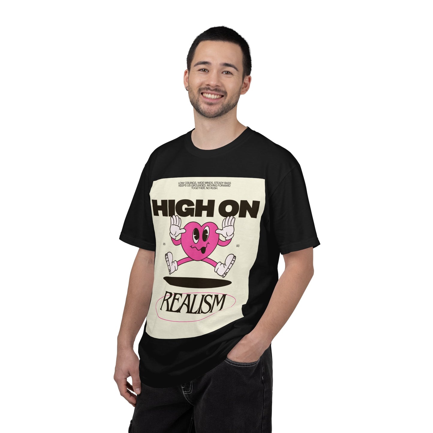 High On Realism Graphic T-Shirt — Retro Heart Skateboard Design
