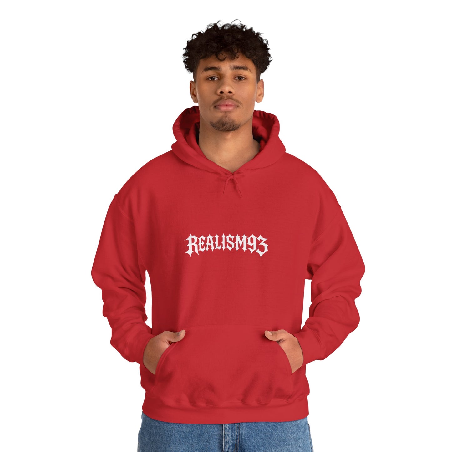 Realism93 Gothic Logo Hoodie — Black Graphic Pullover for Streetwear & Music Fans