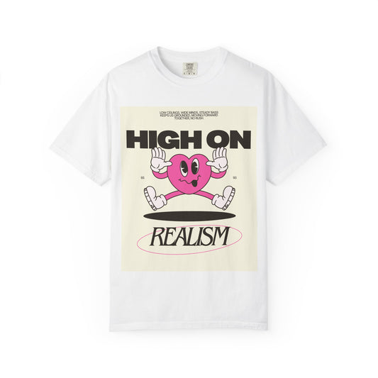 High On Realism Graphic T-Shirt — Retro Heart Skateboard Design