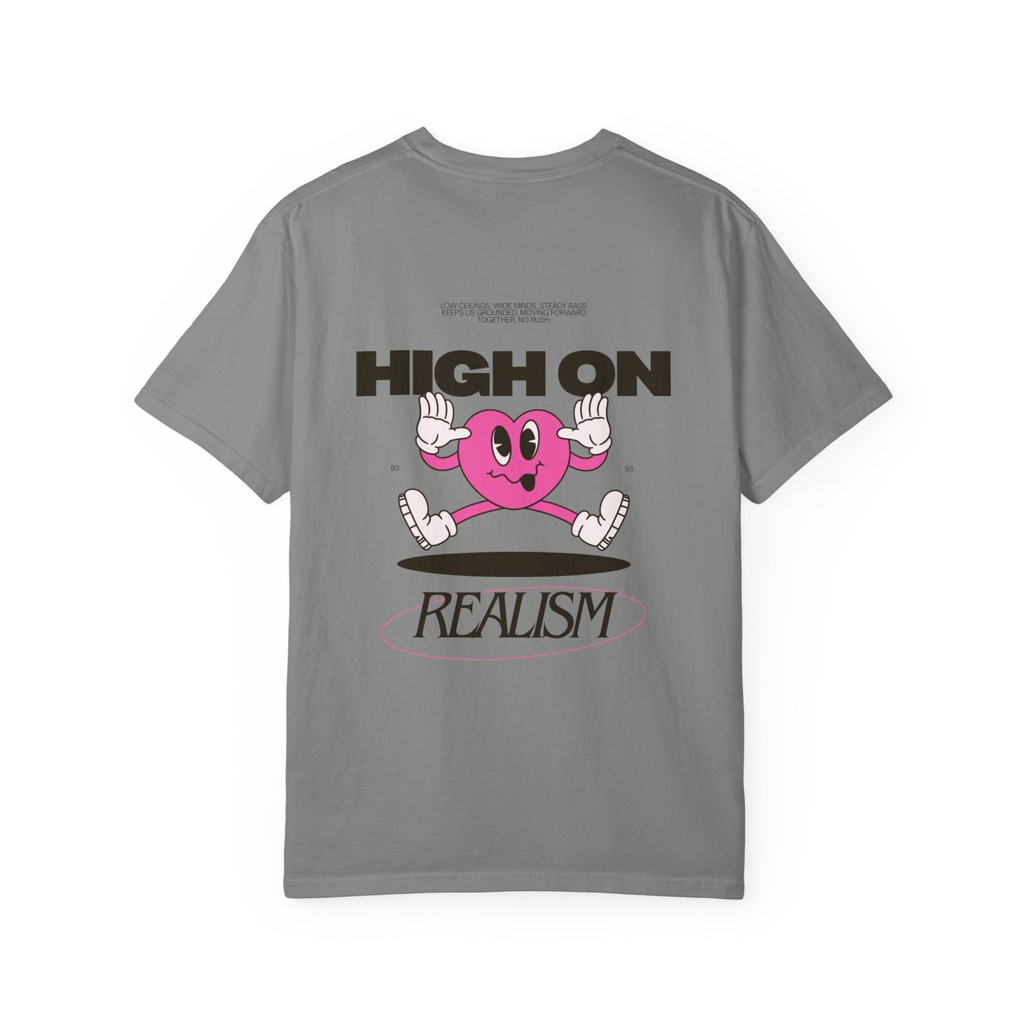 High On Realism Back Print Graphic T-Shirt — Retro Heart Skateboard Design