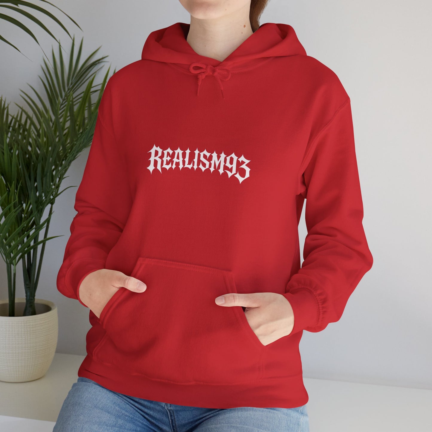 Realism93 Gothic Logo Hoodie — Black Graphic Pullover for Streetwear & Music Fans