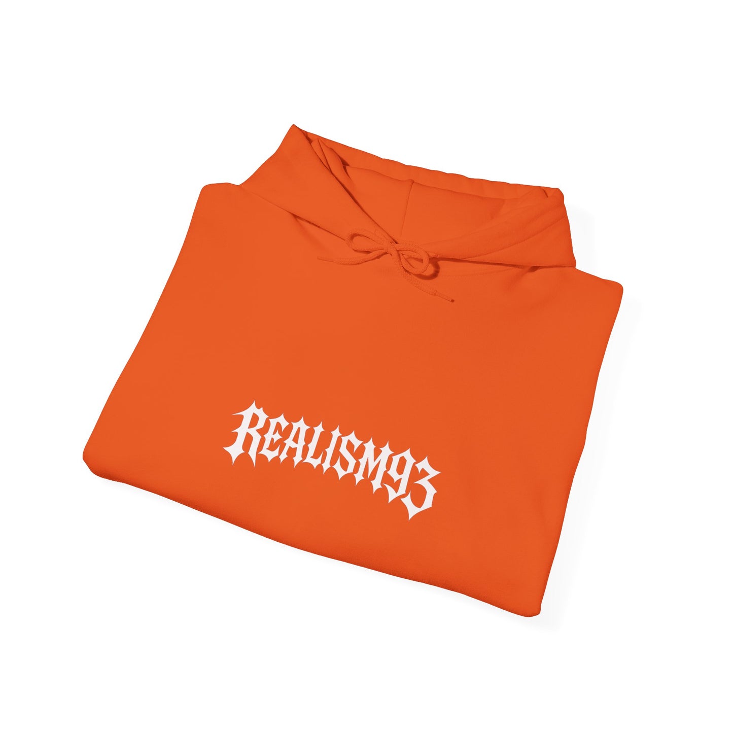 Realism93 Gothic Logo Hoodie — Black Graphic Pullover for Streetwear & Music Fans