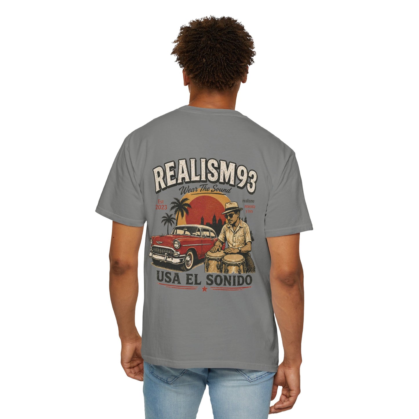 Realism93 "Usa El Sonido" Vintage Cuban Car & Conga T-Shirt