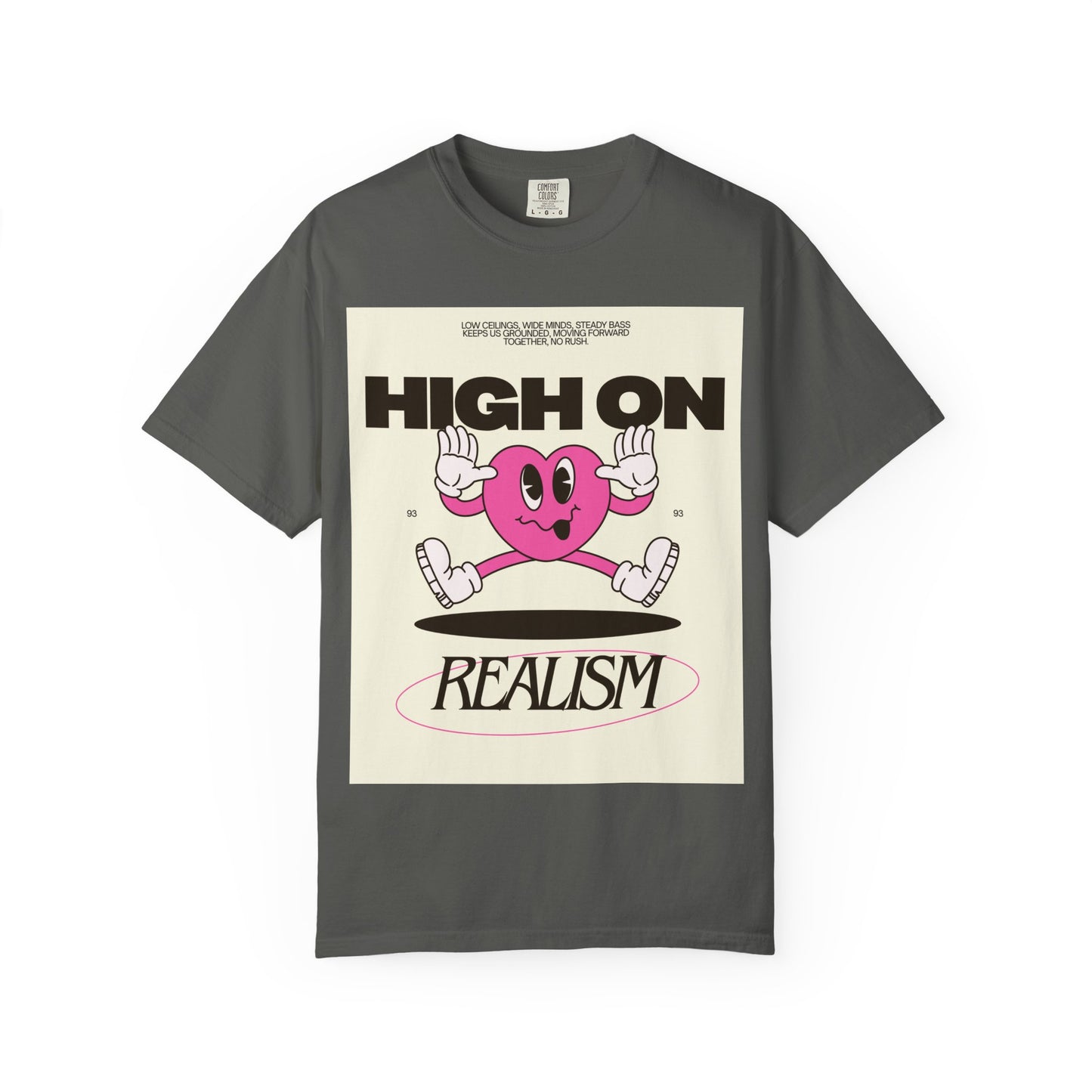 High On Realism Graphic T-Shirt — Retro Heart Skateboard Design