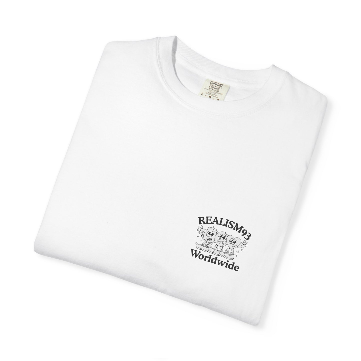 Realism93 Worldwide Back Print Graphic T-Shirt — Vintage Cartoon Logo Tee