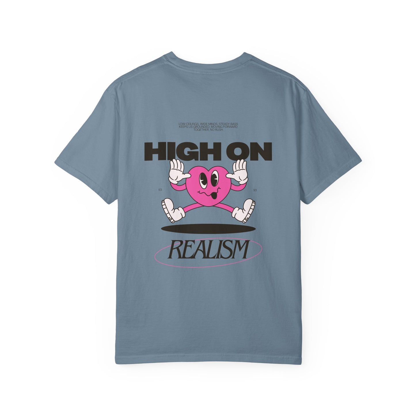 High On Realism Back Print Graphic T-Shirt — Retro Heart Skateboard Design