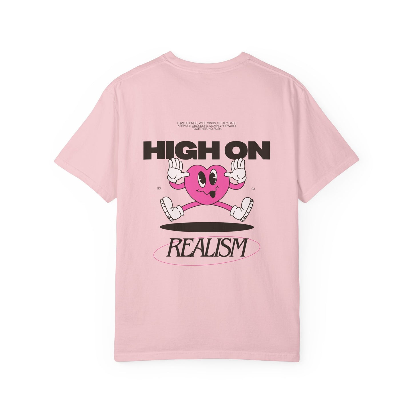 High On Realism Back Print Graphic T-Shirt — Retro Heart Skateboard Design