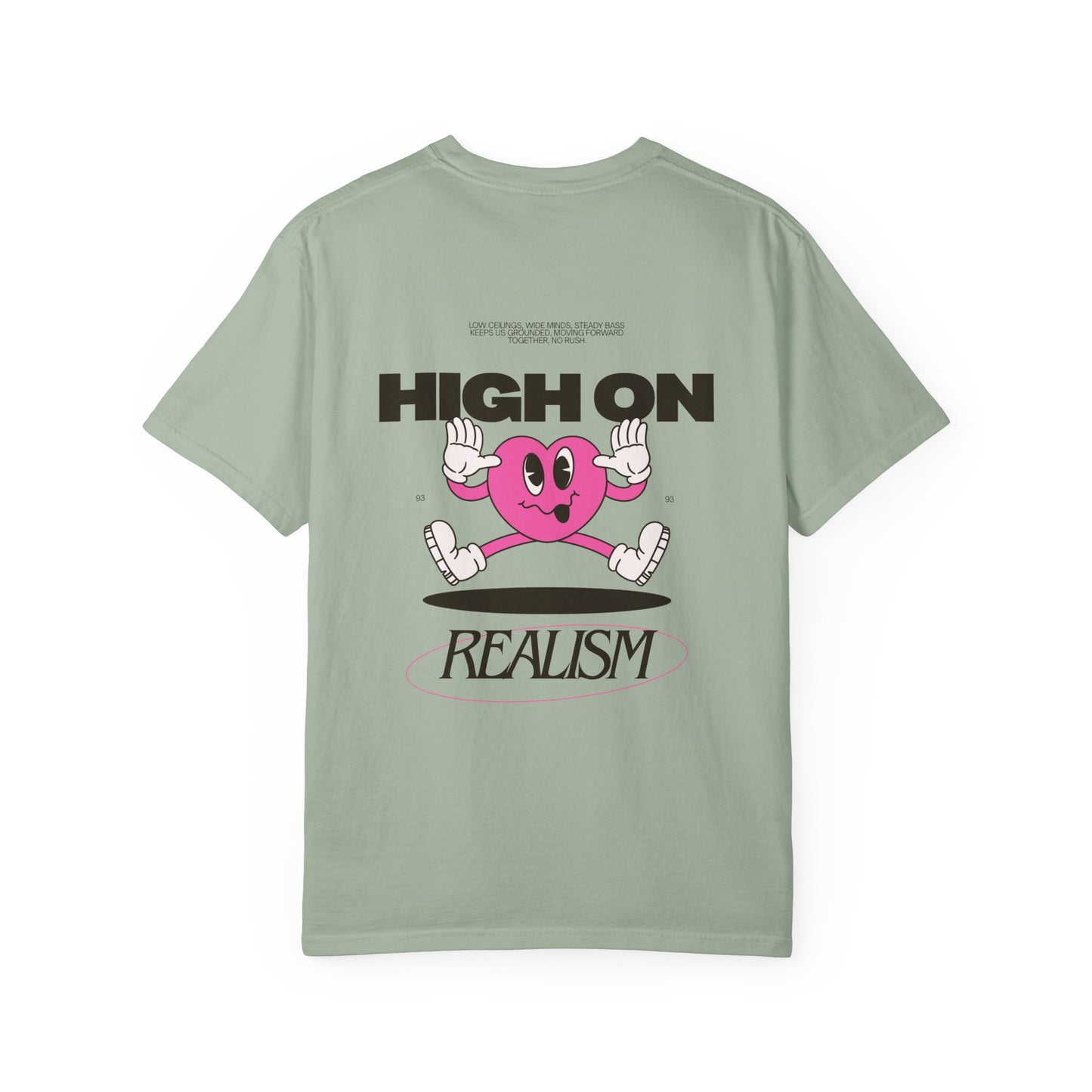 High On Realism Back Print Graphic T-Shirt — Retro Heart Skateboard Design