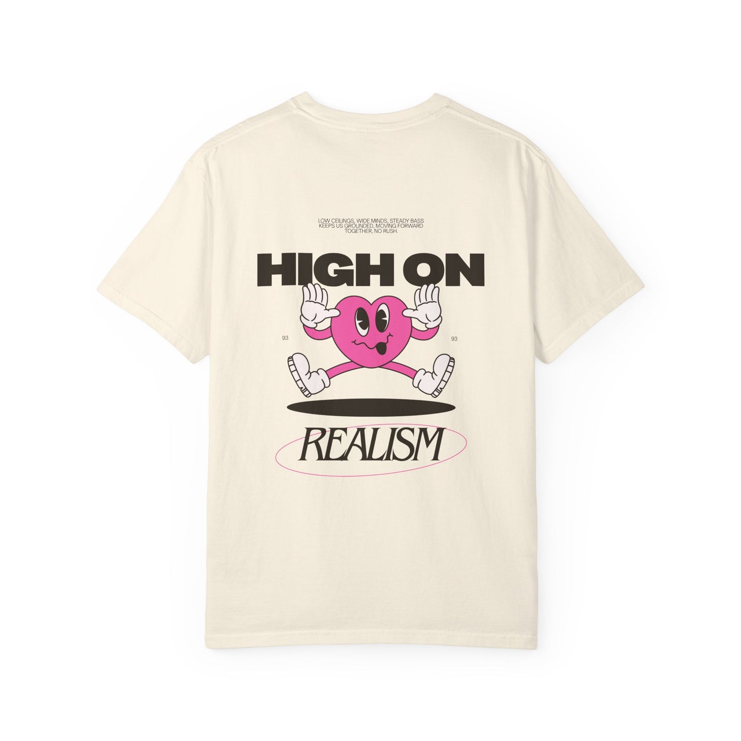 High On Realism Back Print Graphic T-Shirt — Retro Heart Skateboard Design