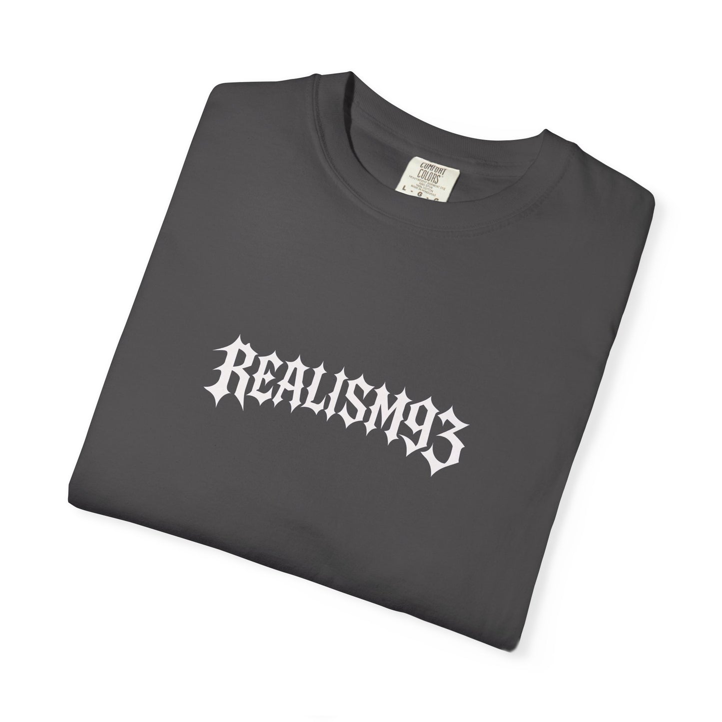 Realism93 Graphic T-Shirt — Vintage Grunge Logo Tee