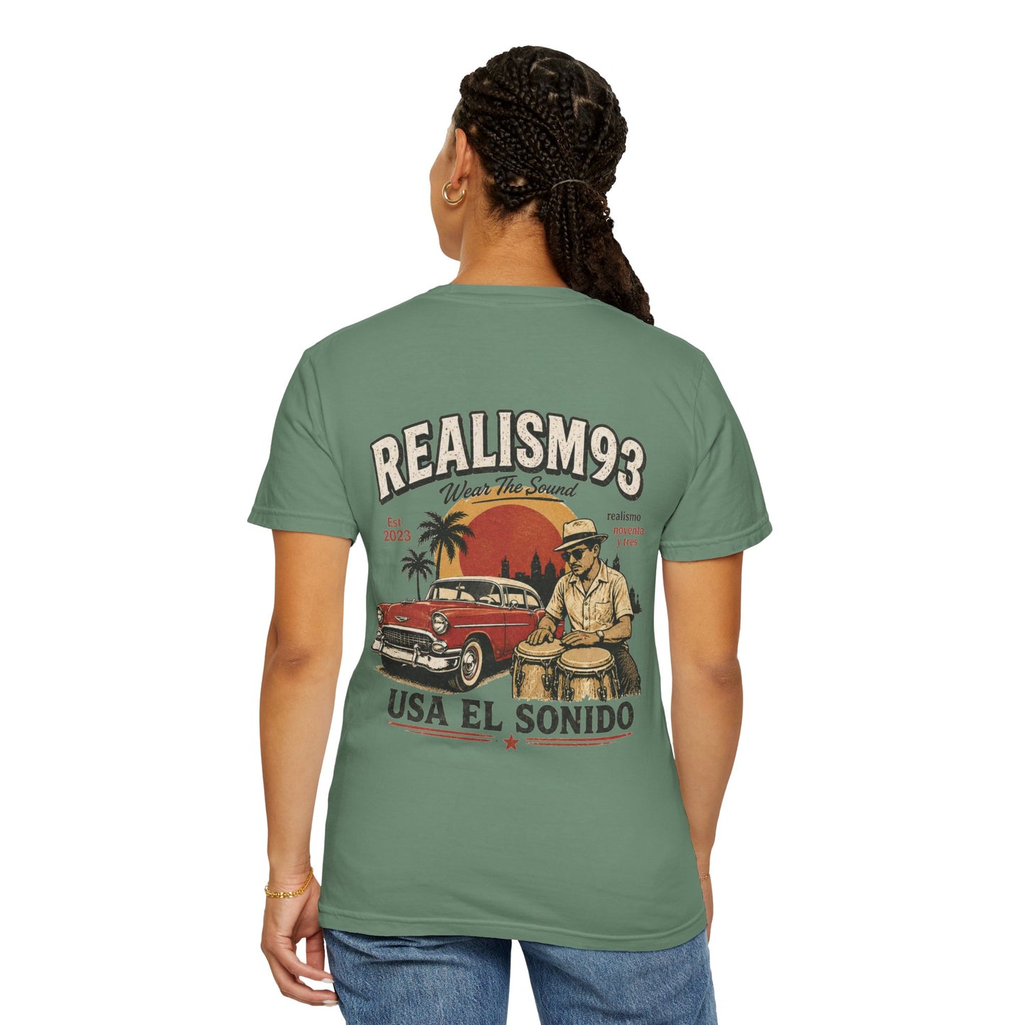 Realism93 "Usa El Sonido" Vintage Cuban Car & Conga T-Shirt
