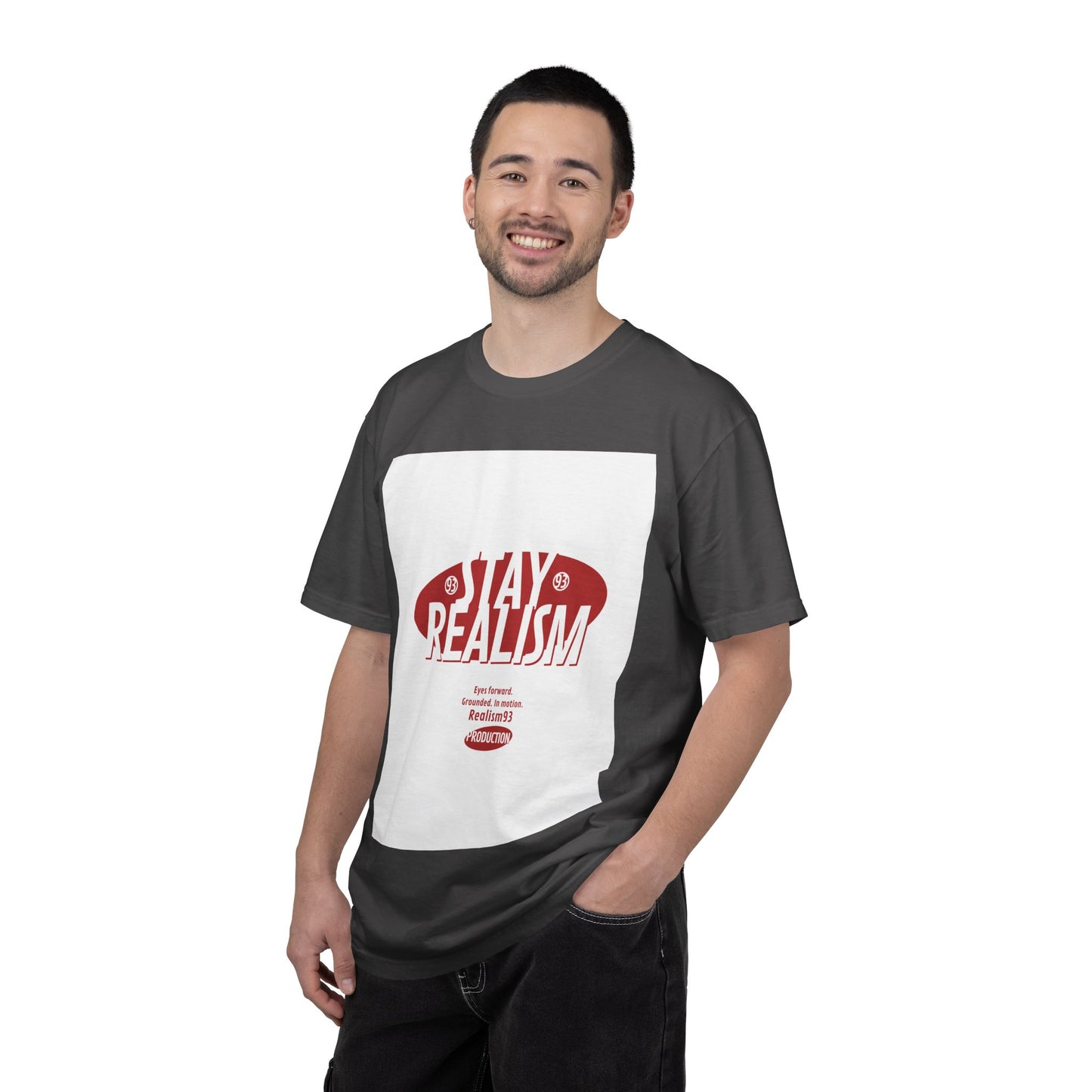 Stay Realism Graphic T-Shirt — Retro Bold Typography Tee