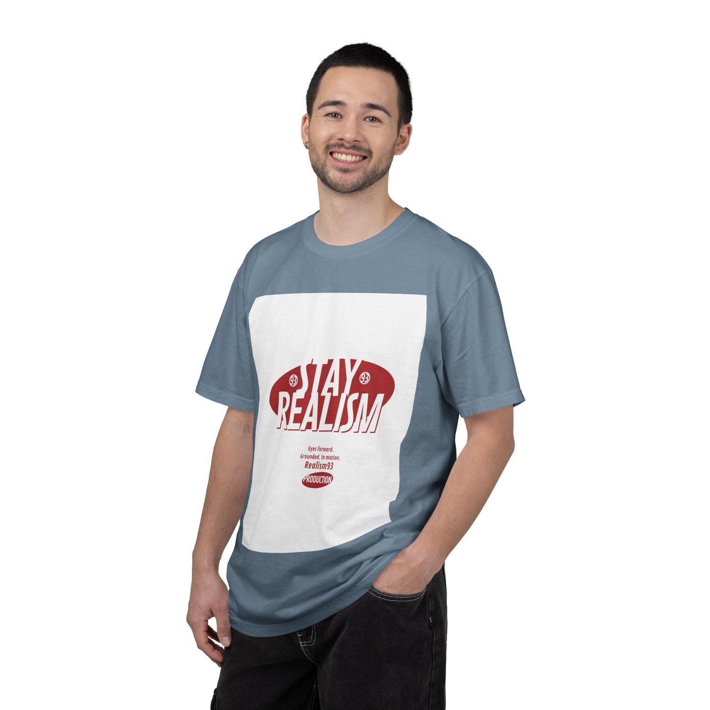 Stay Realism Graphic T-Shirt — Retro Bold Typography Tee