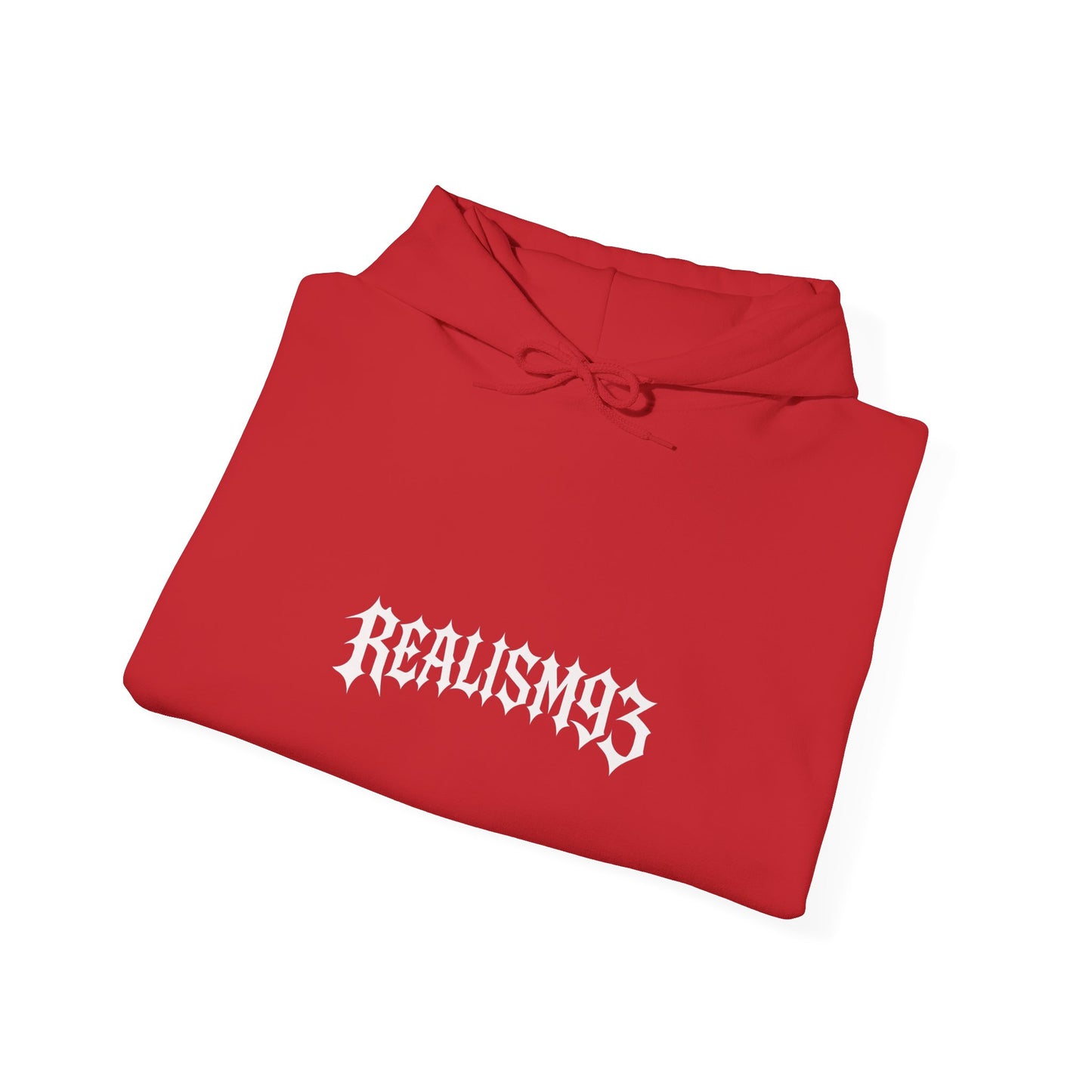 Realism93 Gothic Logo Hoodie — Black Graphic Pullover for Streetwear & Music Fans