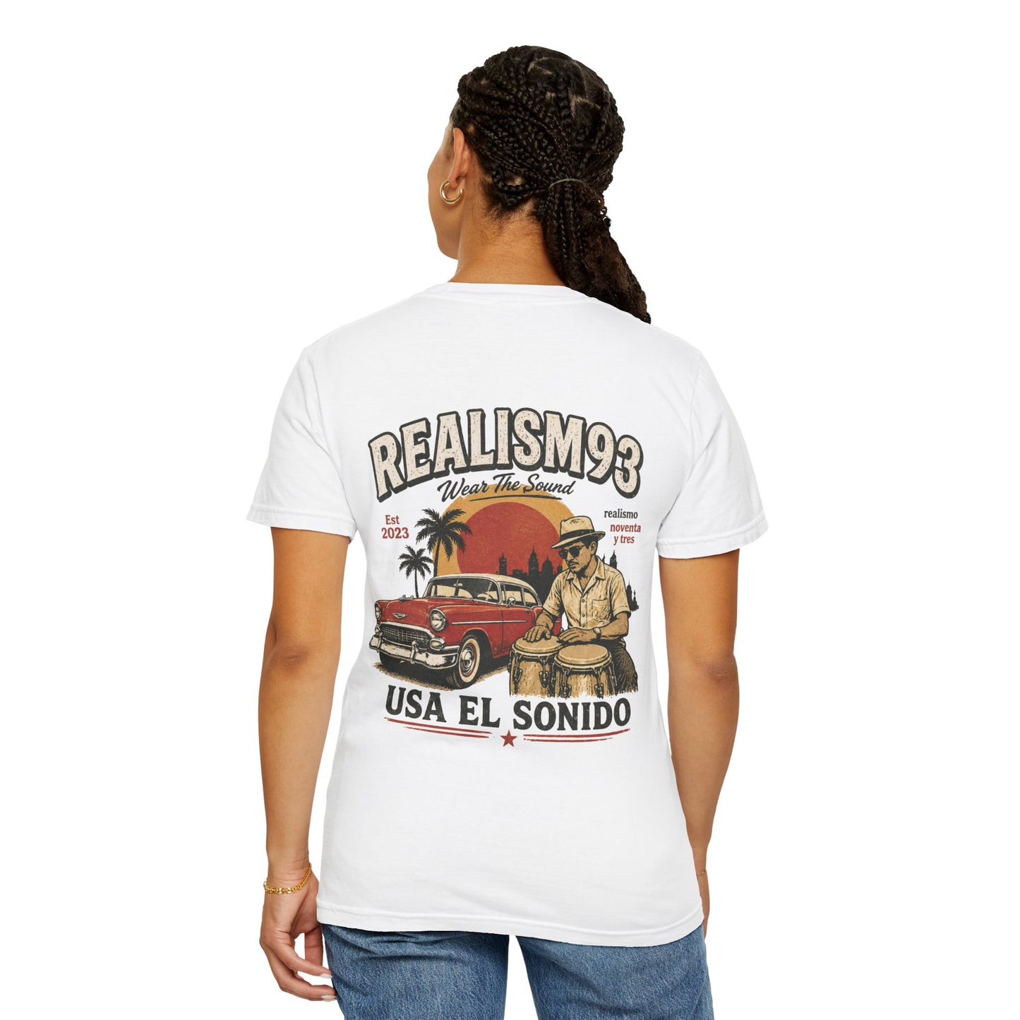 Realism93 "Usa El Sonido" Vintage Cuban Car & Conga T-Shirt