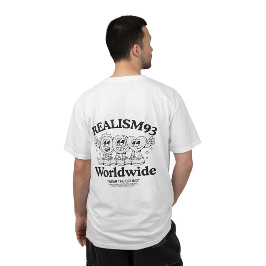 Realism93 Worldwide Back Print Graphic T-Shirt — Vintage Cartoon Logo Tee