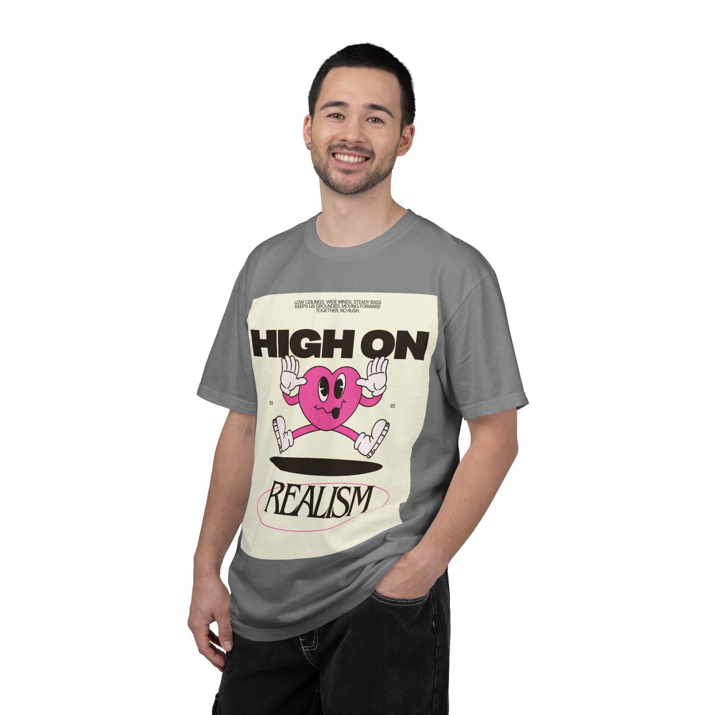 High On Realism Graphic T-Shirt — Retro Heart Skateboard Design