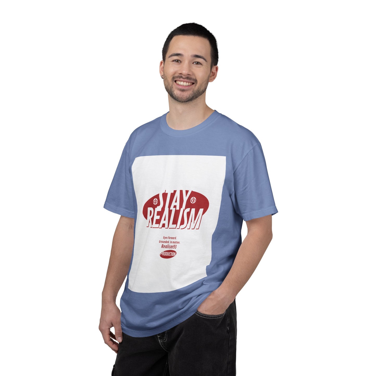 Stay Realism Graphic T-Shirt — Retro Bold Typography Tee