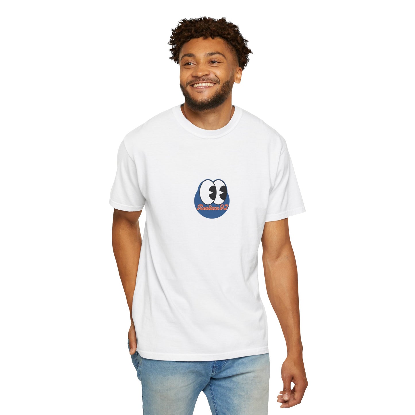 Realism93 Cartoon Eyes Tee — Graphic T-Shirt with Cartoon Mascot