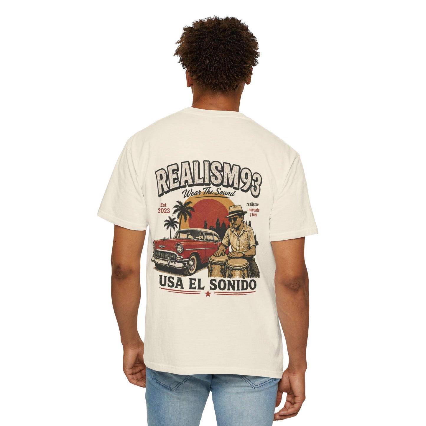 Realism93 "Usa El Sonido" Vintage Cuban Car & Conga T-Shirt