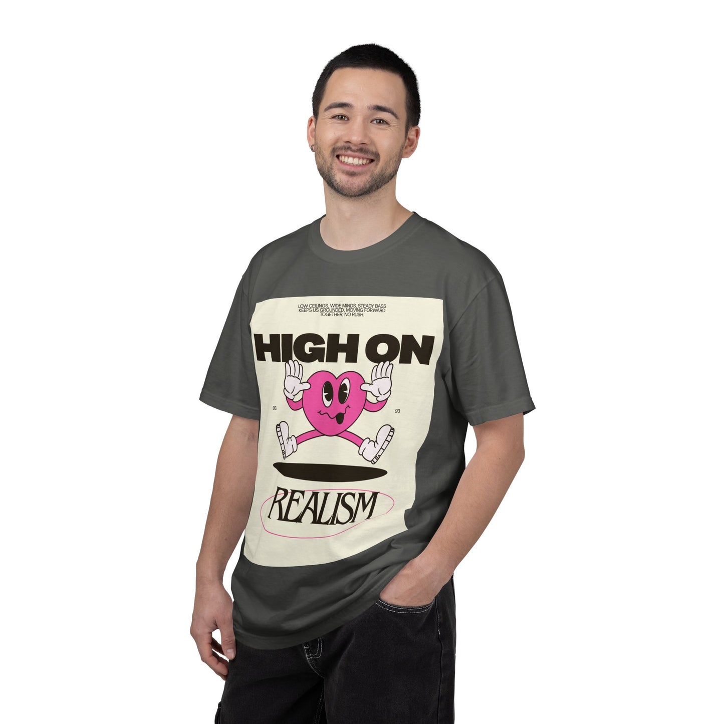 High On Realism Graphic T-Shirt — Retro Heart Skateboard Design