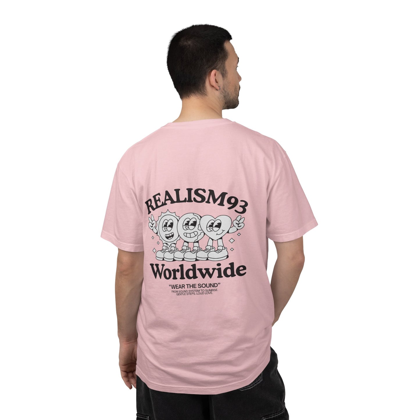 Realism93 Worldwide Back Print Graphic T-Shirt — Vintage Cartoon Logo Tee