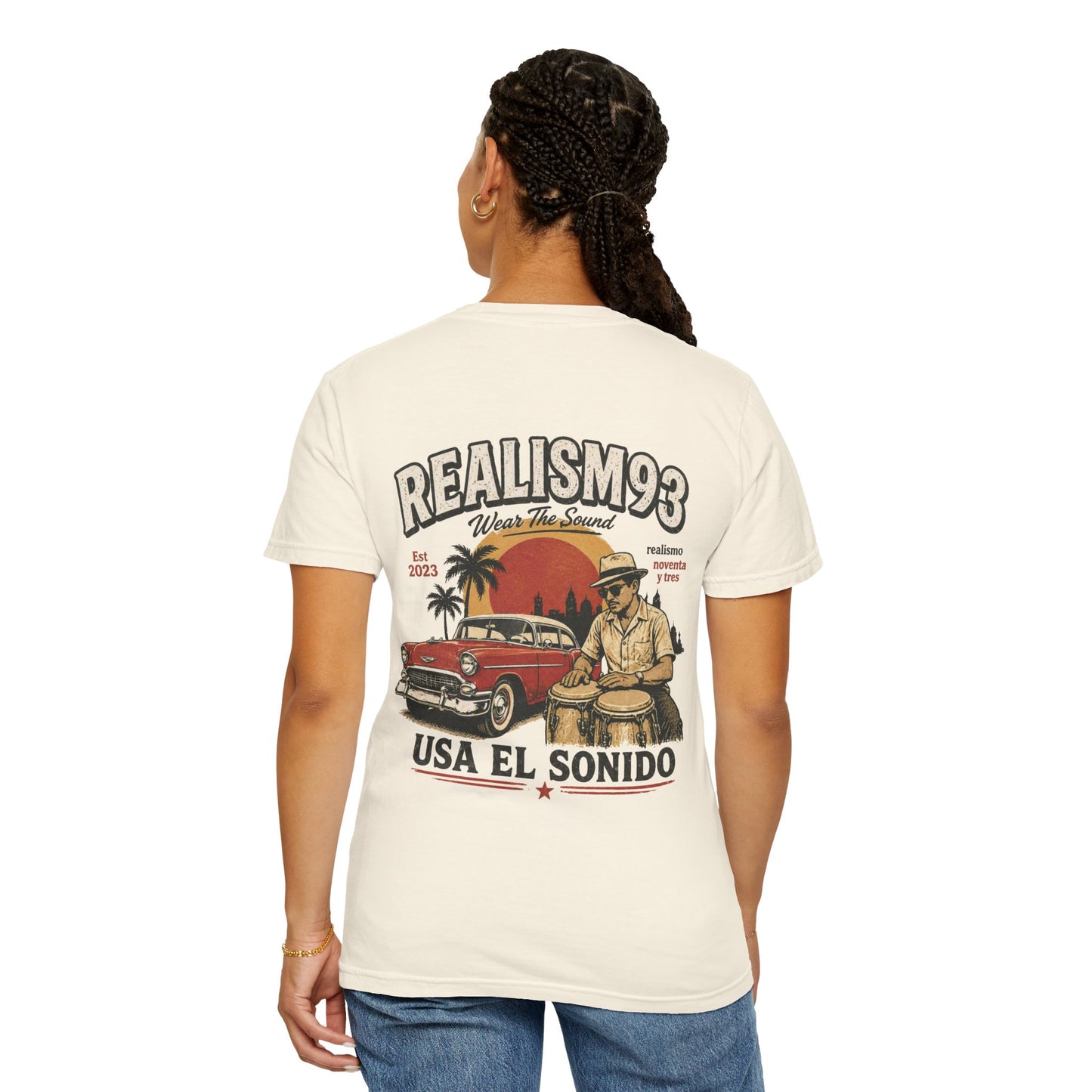 Realism93 "Usa El Sonido" Vintage Cuban Car & Conga T-Shirt