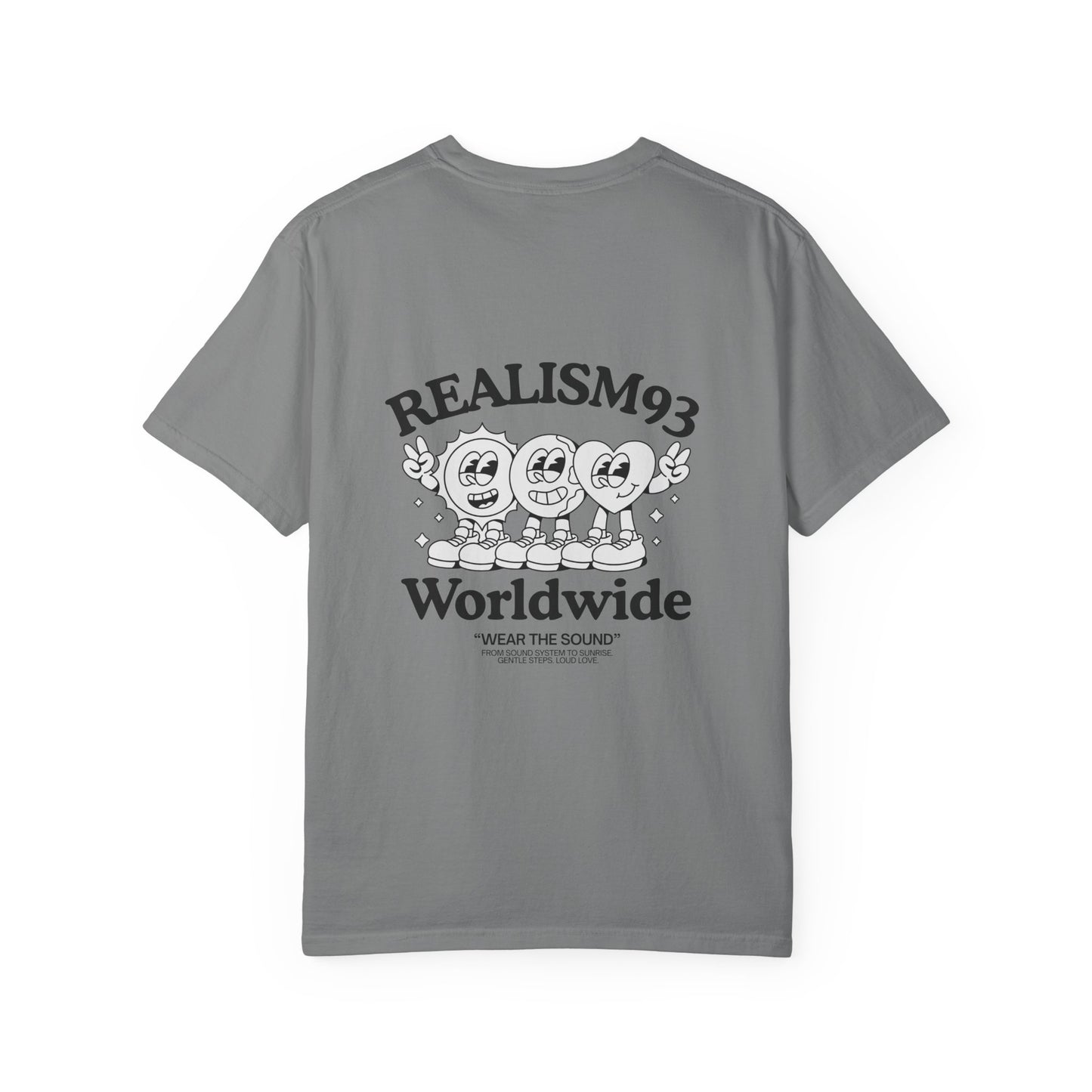 Realism93 Worldwide Back Print Graphic T-Shirt — Vintage Cartoon Logo Tee