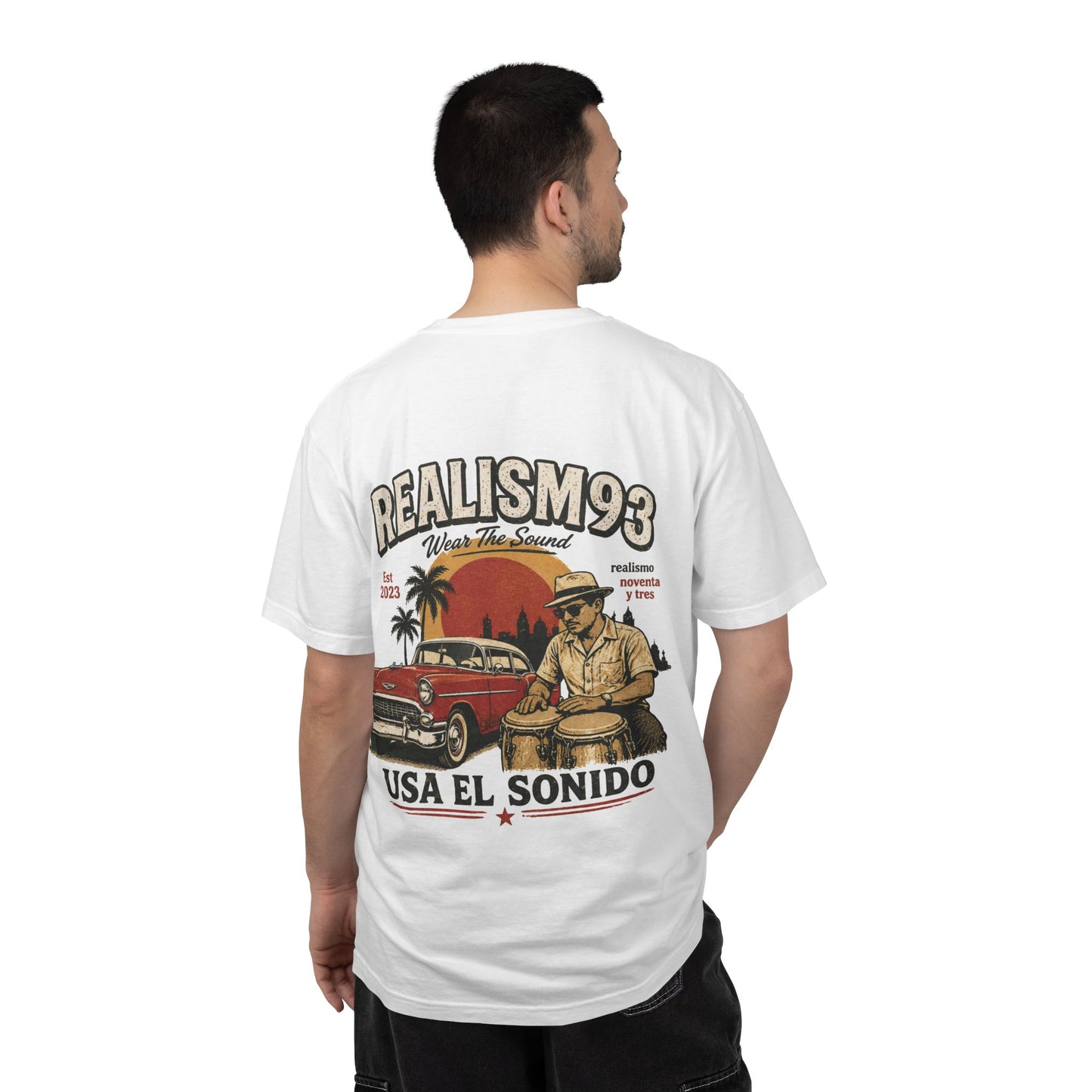 Realism93 "Usa El Sonido" Vintage Cuban Car & Conga T-Shirt