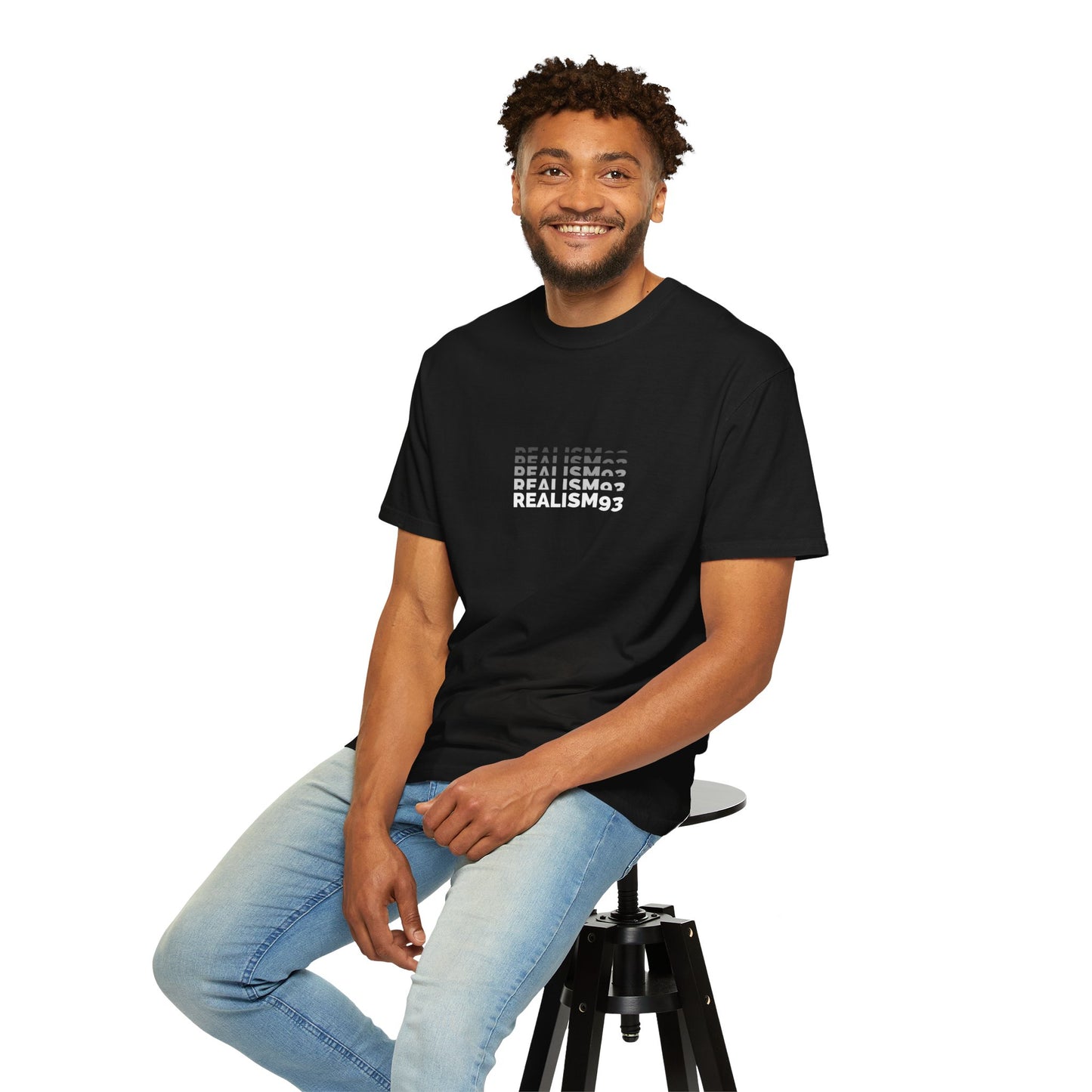 Realism Stutter Graphic T-Shirt — Minimalist Black Typographic Tee