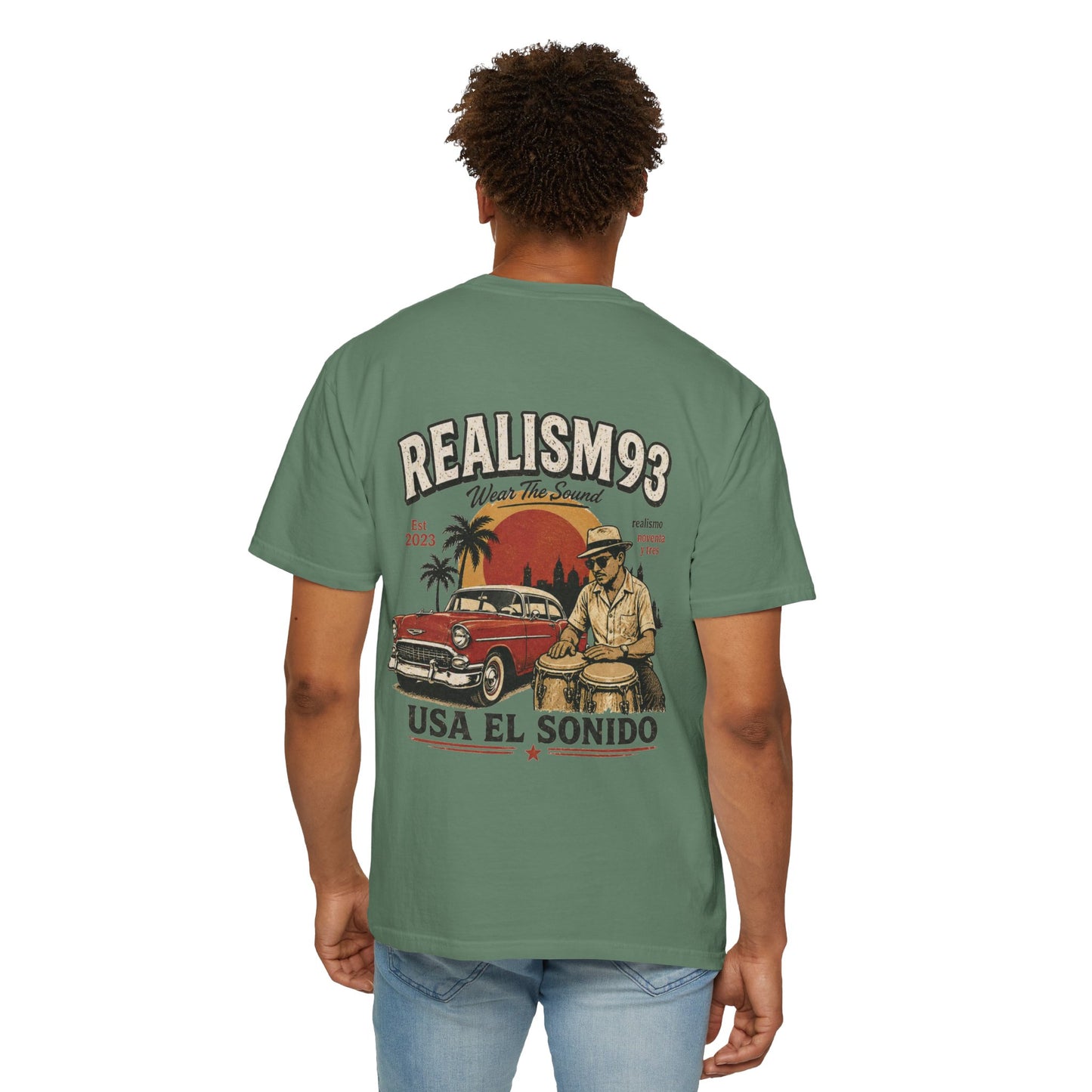 Realism93 "Usa El Sonido" Vintage Cuban Car & Conga T-Shirt