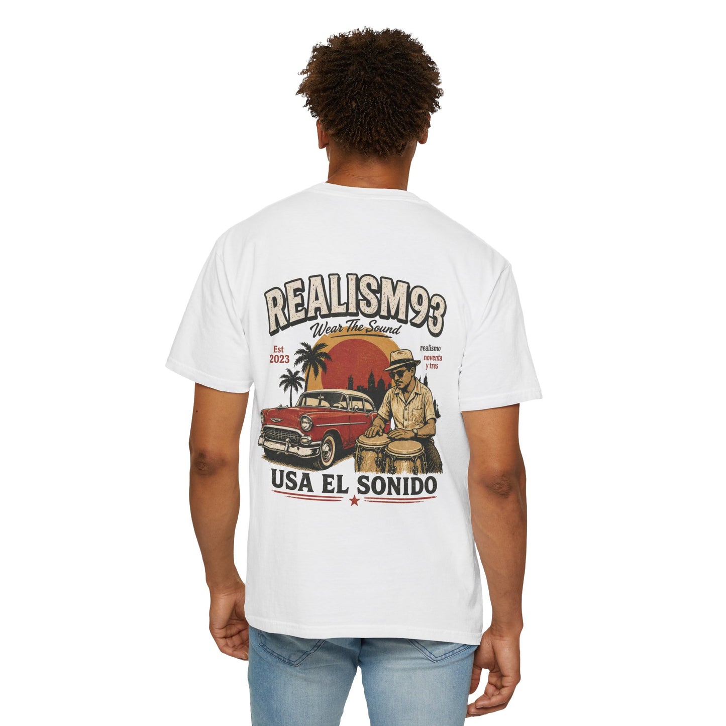 Realism93 "Usa El Sonido" Vintage Cuban Car & Conga T-Shirt
