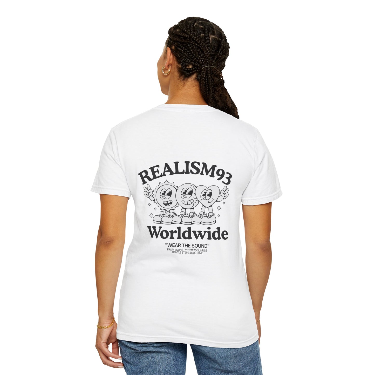 Realism93 Worldwide Back Print Graphic T-Shirt — Vintage Cartoon Logo Tee