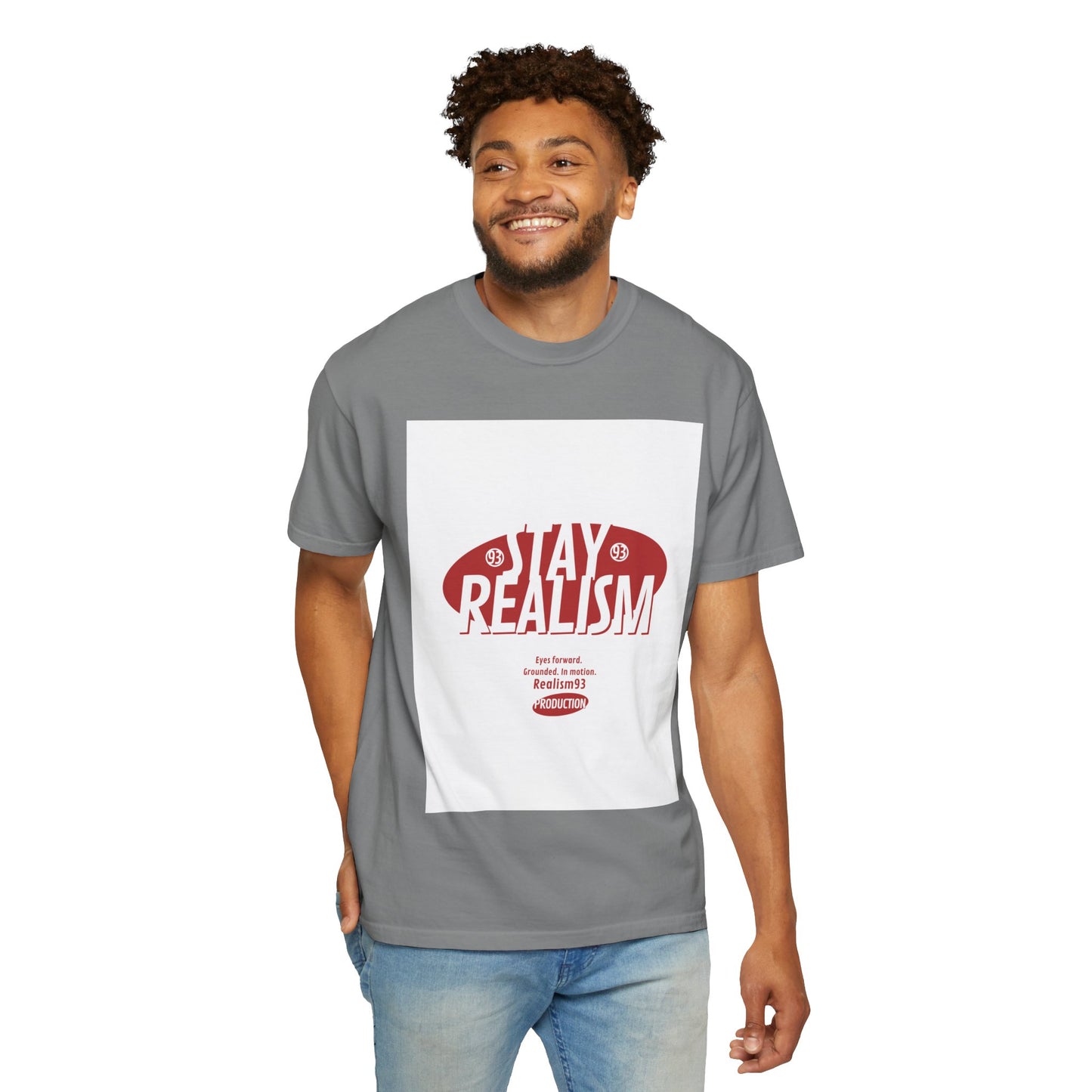 Stay Realism Graphic T-Shirt — Retro Bold Typography Tee