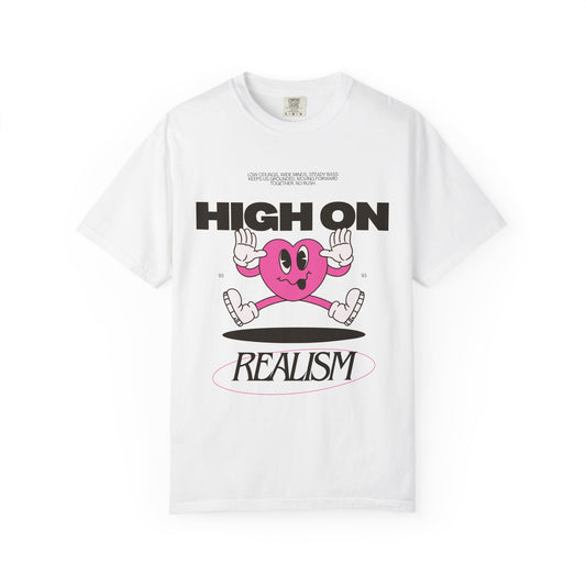 High On Realism Graphic T-Shirt — Retro Heart Skateboard Design
