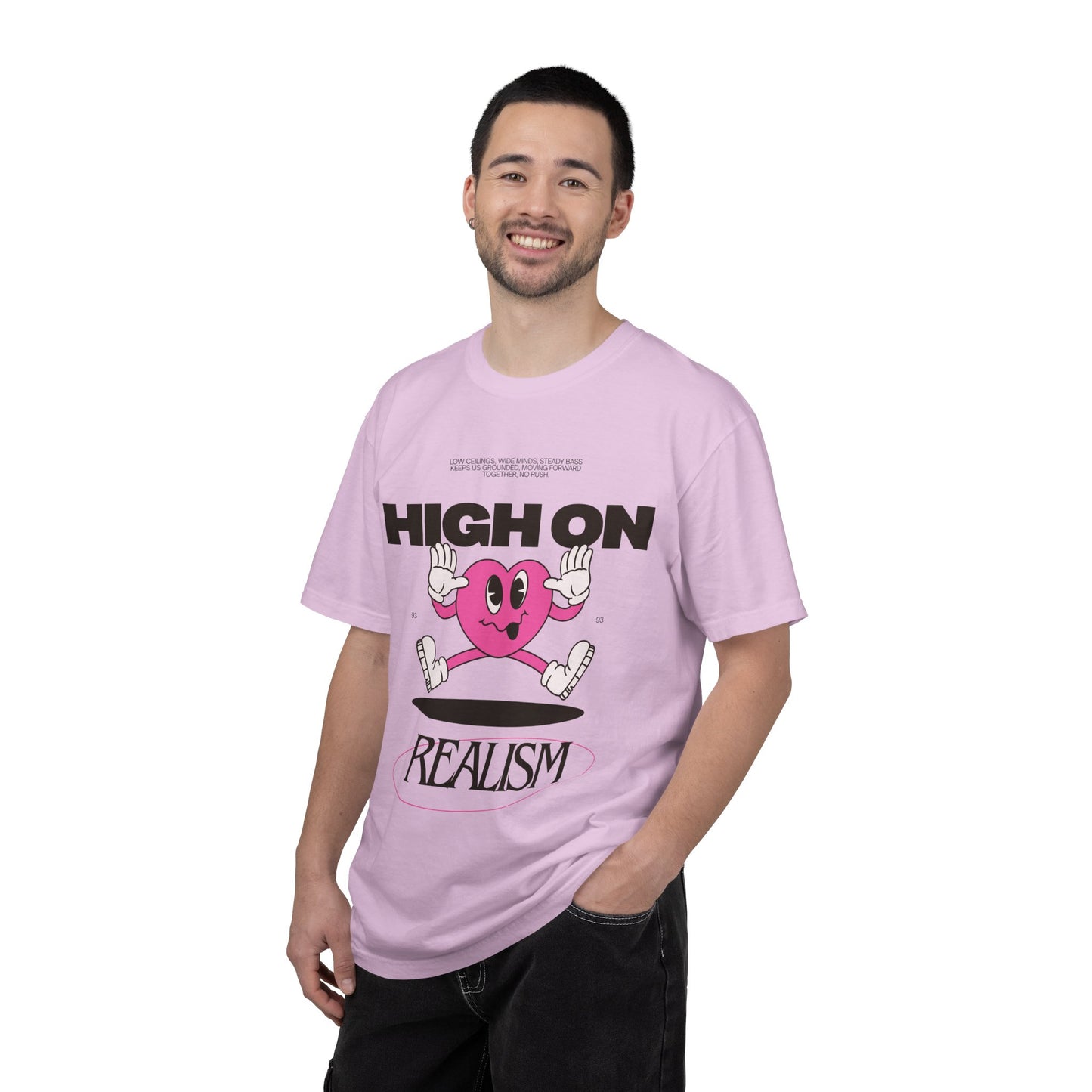 High On Realism Graphic T-Shirt — Retro Heart Skateboard Design