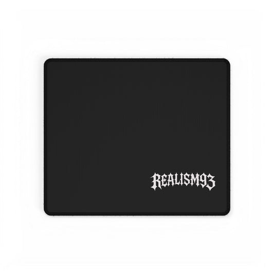 Realism93 Black Gaming Desk Mat — Large Mouse Pad with Gothic Logo