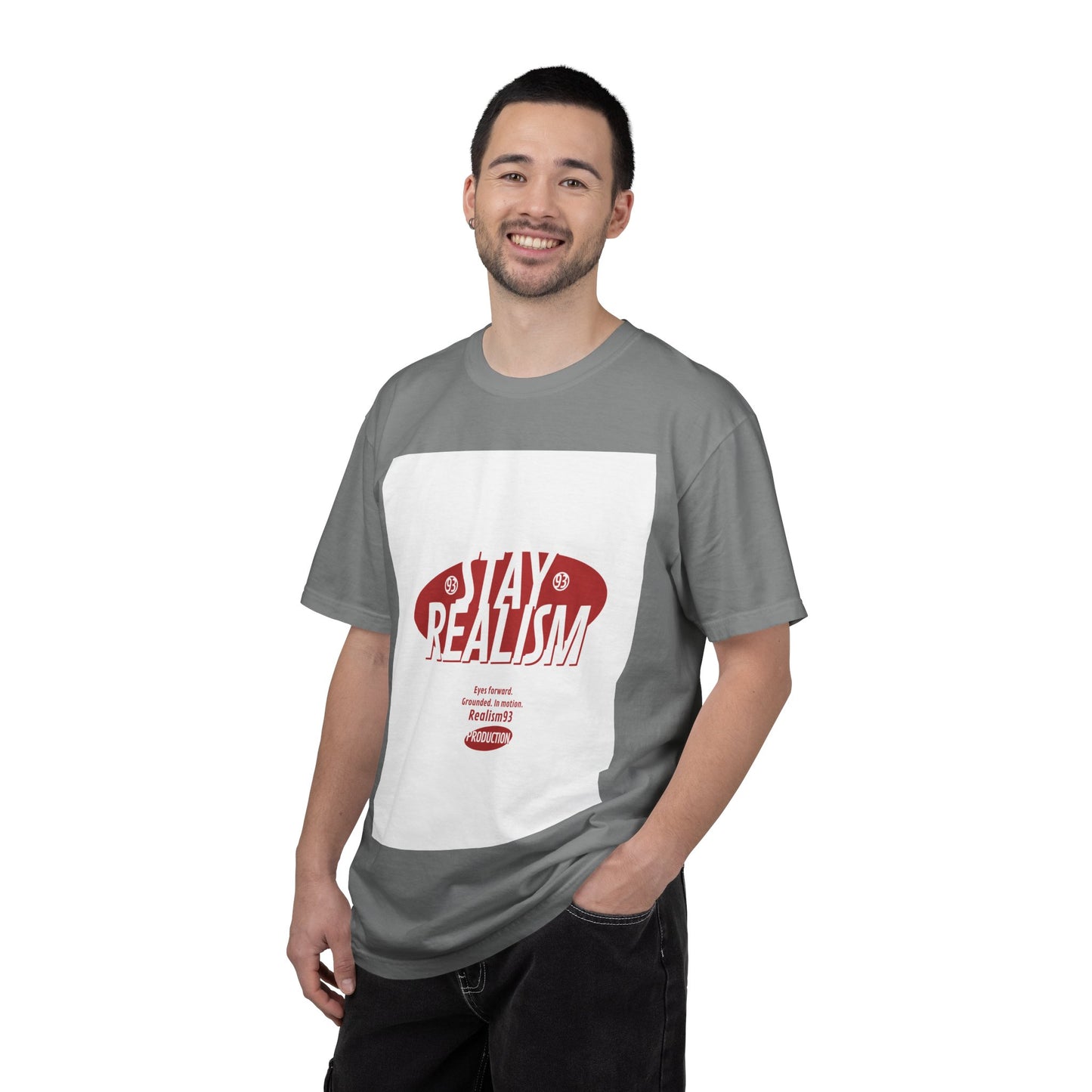 Stay Realism Graphic T-Shirt — Retro Bold Typography Tee