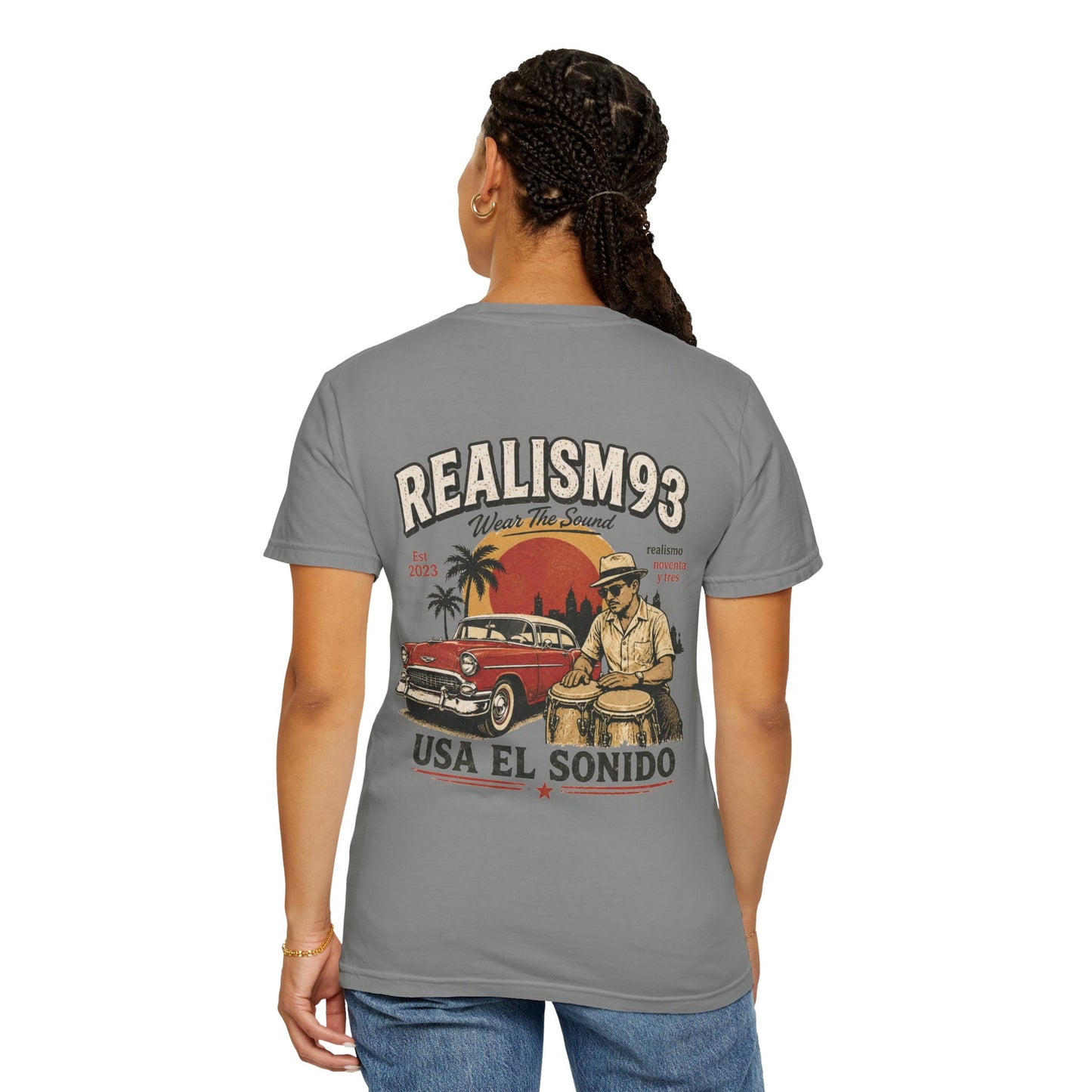 Realism93 "Usa El Sonido" Vintage Cuban Car & Conga T-Shirt