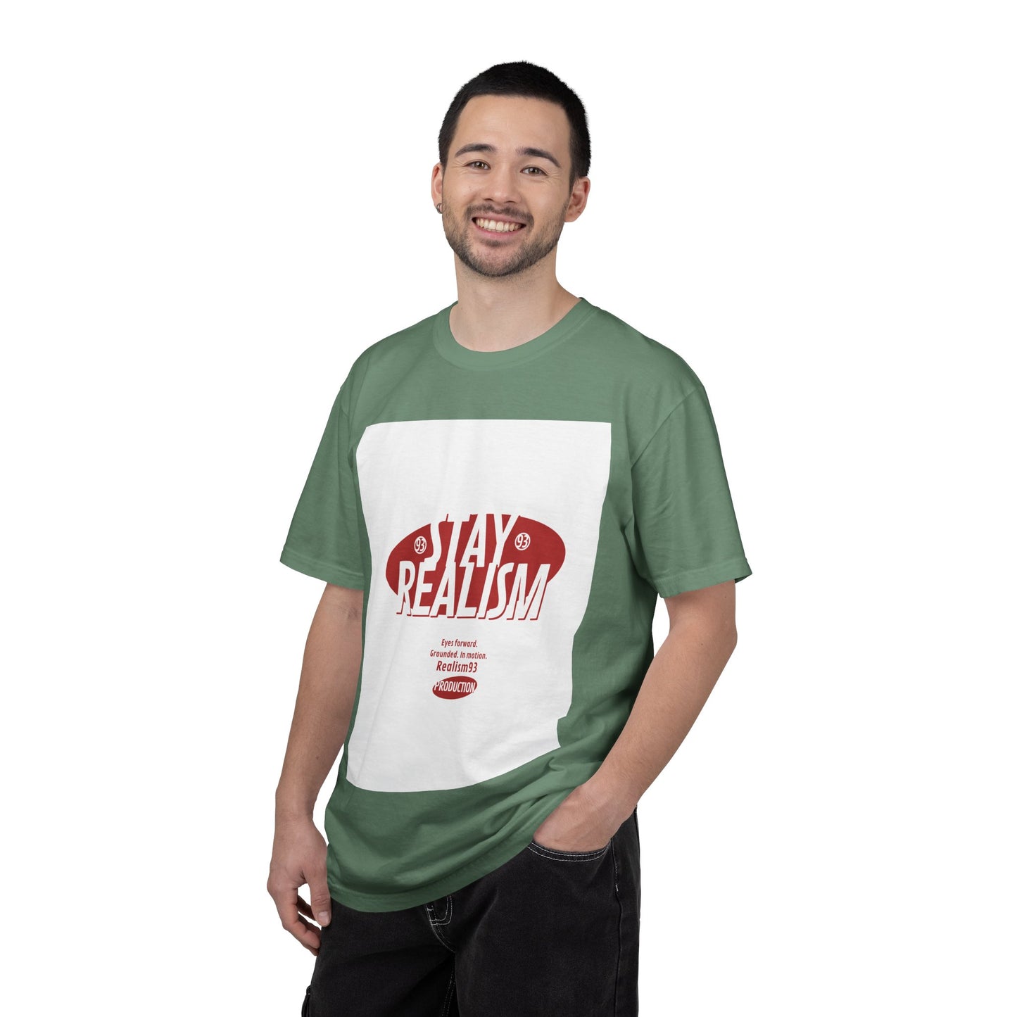 Stay Realism Graphic T-Shirt — Retro Bold Typography Tee