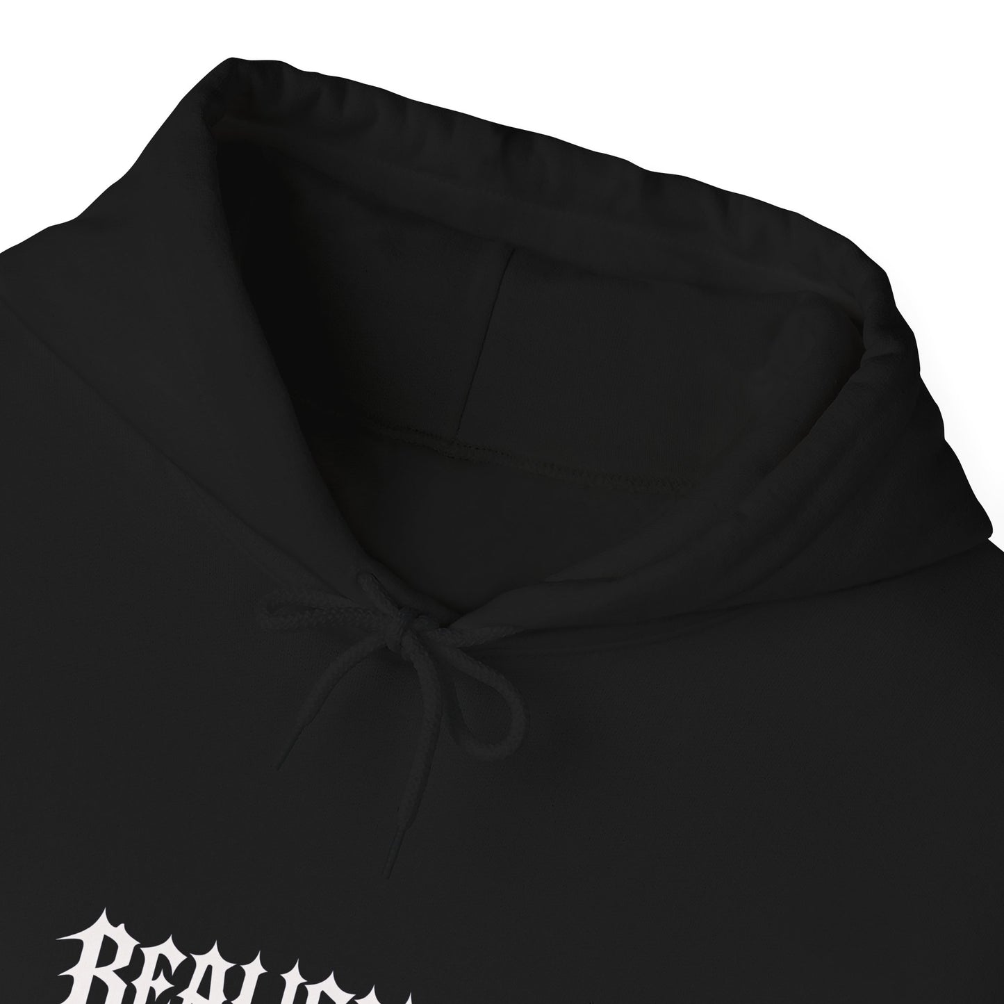 Realism93 Gothic Logo Hoodie — Black Graphic Pullover for Streetwear & Music Fans