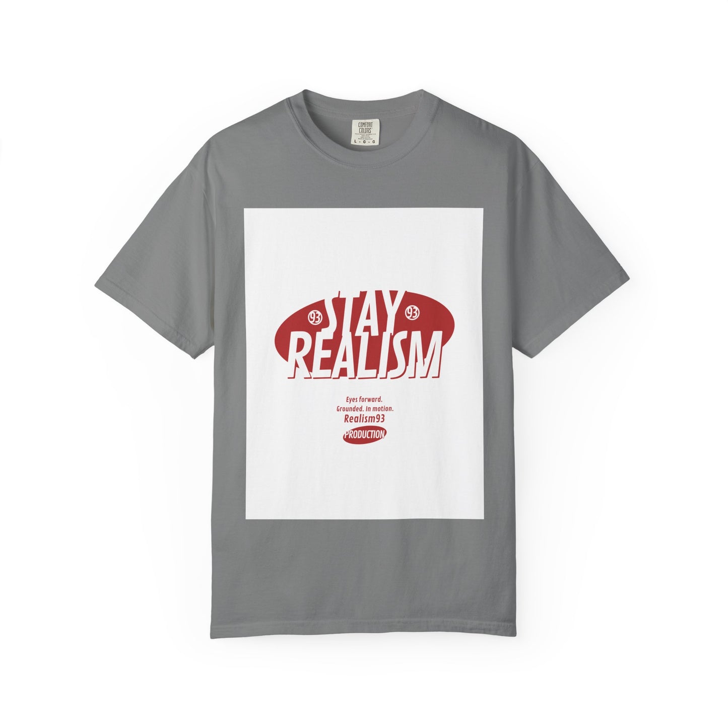 Stay Realism Graphic T-Shirt — Retro Bold Typography Tee