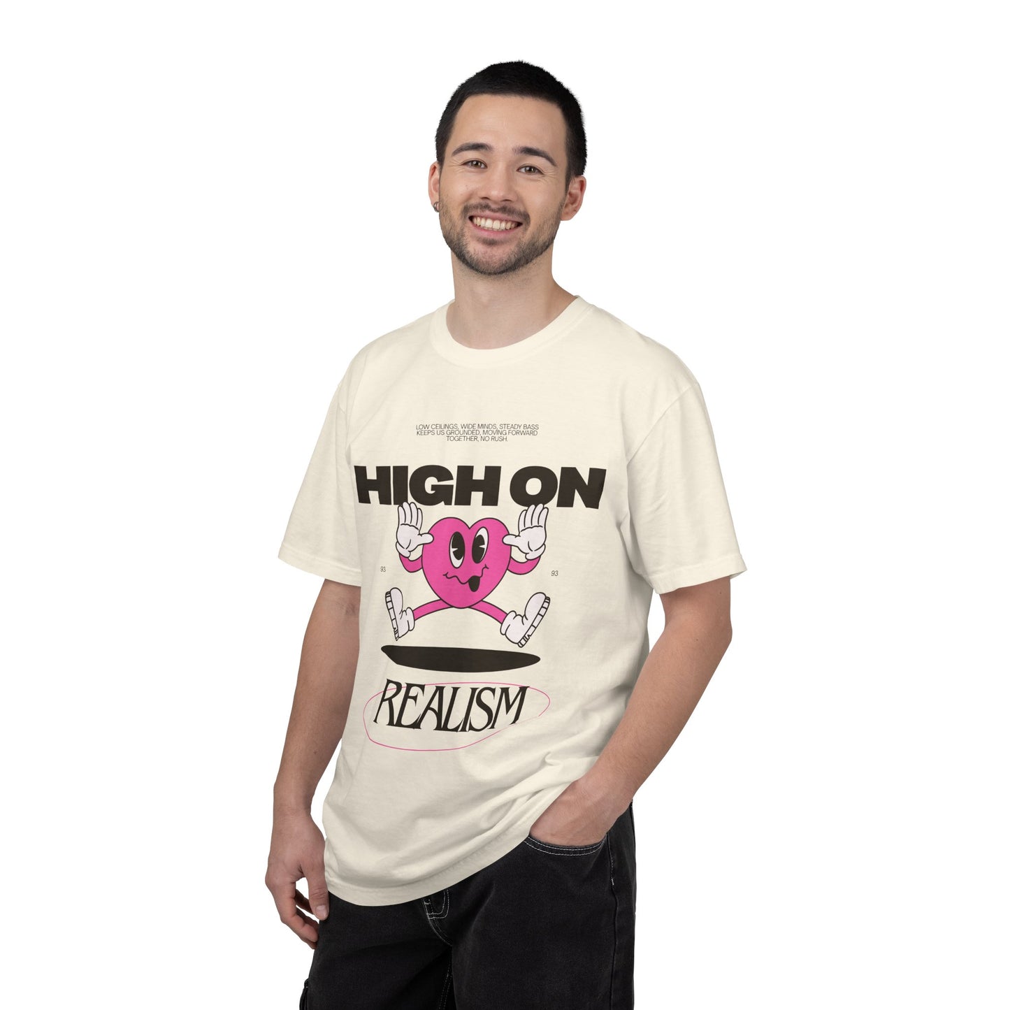 High On Realism Graphic T-Shirt — Retro Heart Skateboard Design
