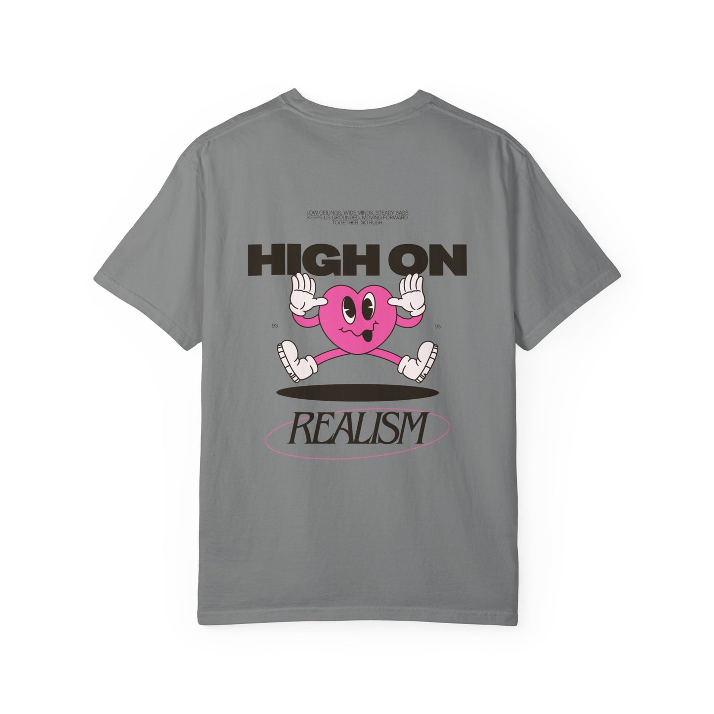 High On Realism Back Print Graphic T-Shirt — Retro Heart Skateboard Design