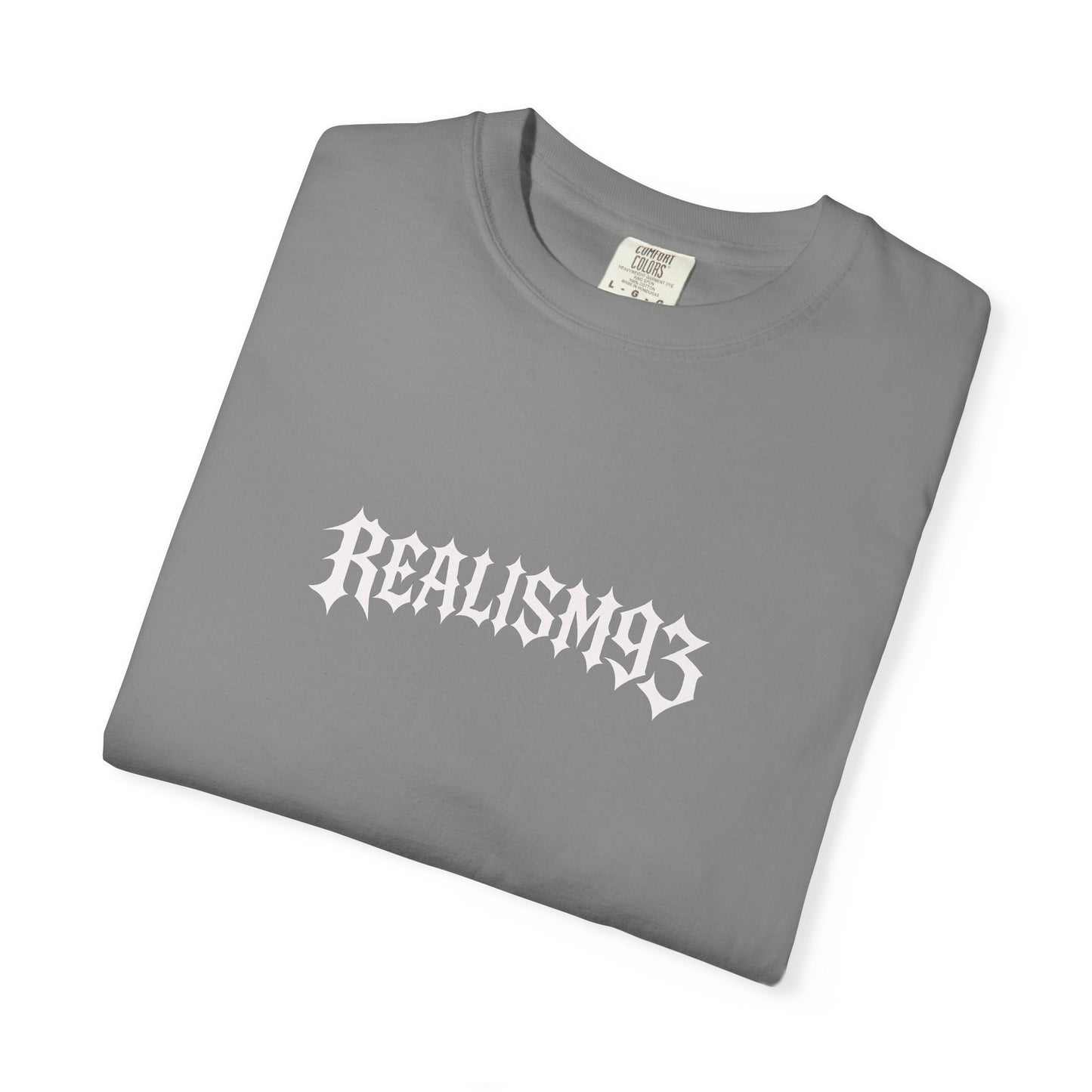 Realism93 Graphic T-Shirt — Vintage Grunge Logo Tee
