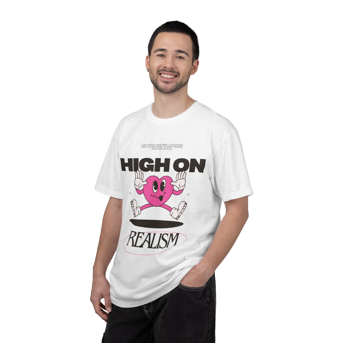 High On Realism Graphic T-Shirt — Retro Heart Skateboard Design